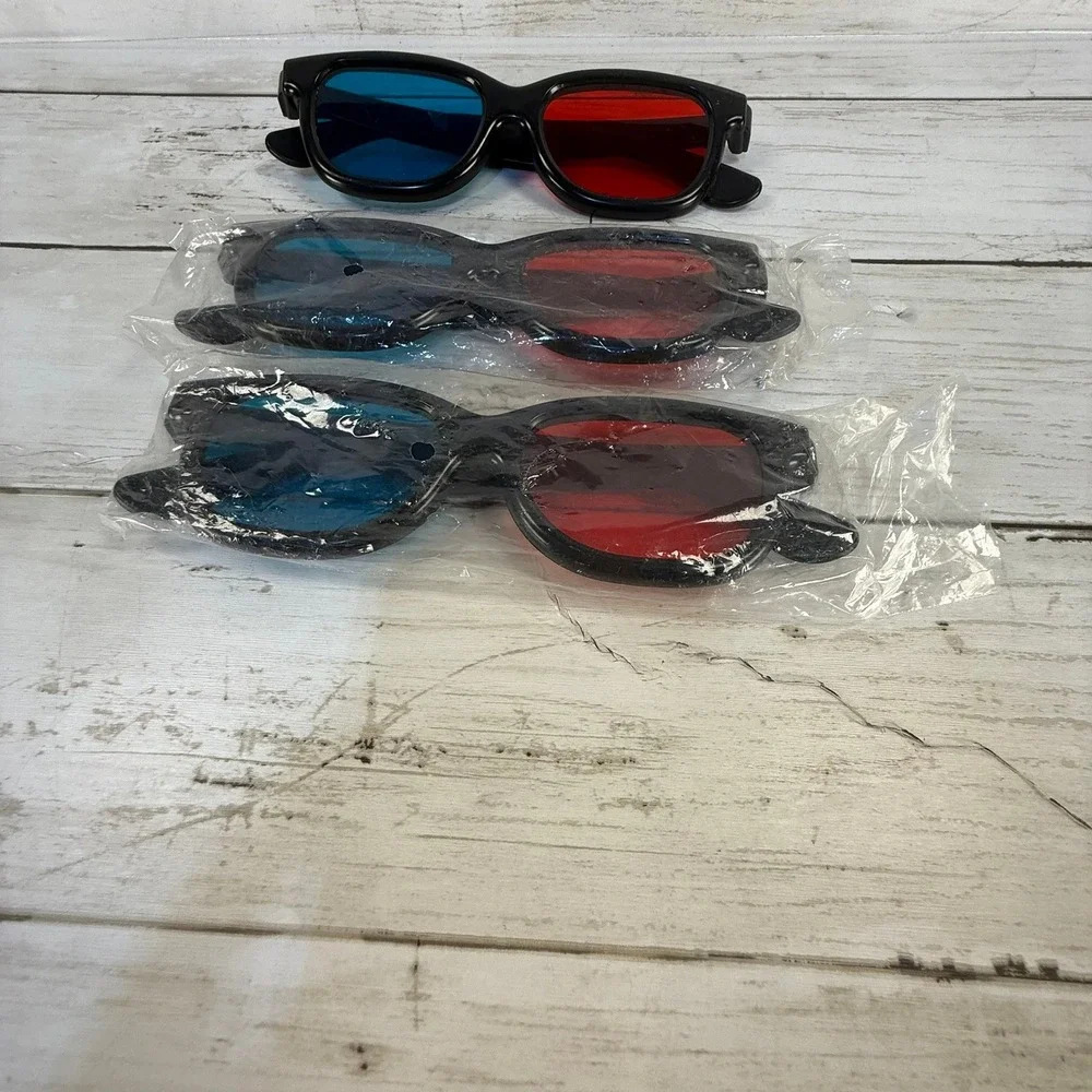 Proview 3D Glasses Lot of 3 Red Blue‎ Anaglyph Plastic Frame Reusable Black